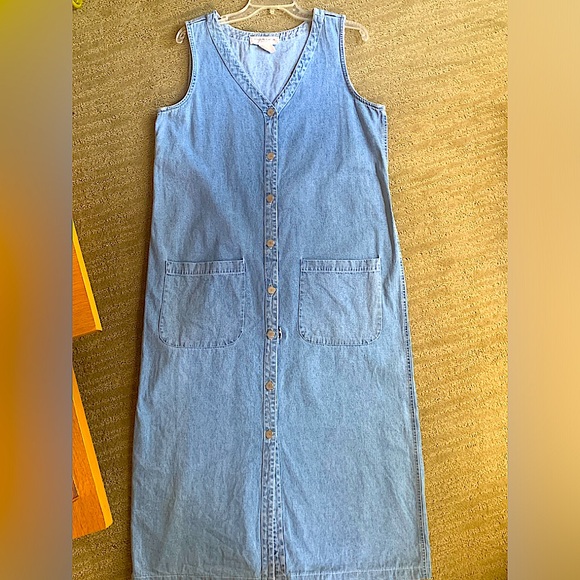 Jones NY Stonewash Denim Sleeveless Maxi Dress, Large - Picture 3 of 7